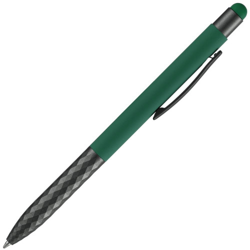 Ручка шариковая Digit Soft Touch со стилусом, зеленая